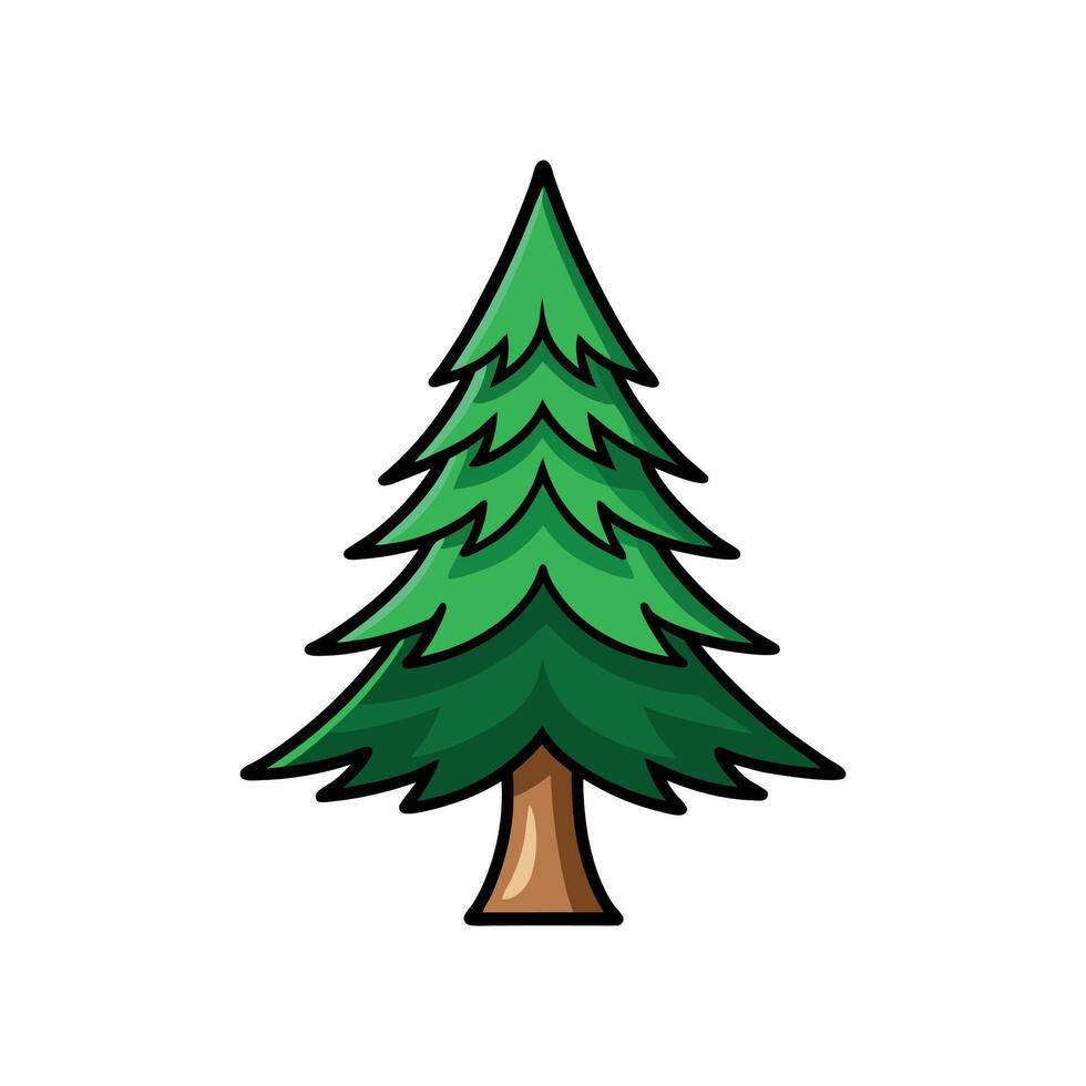 Distinct Fir Tree Outline Art vector