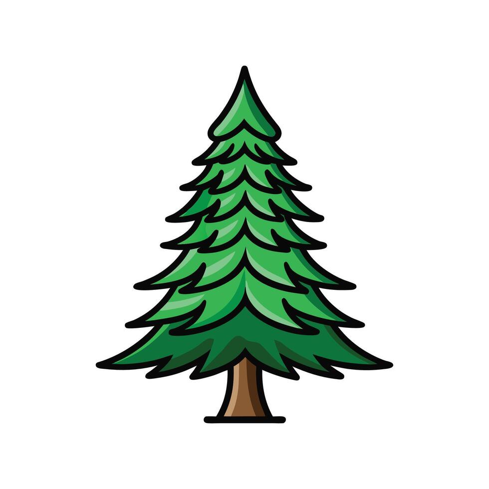 Fir Tree Bold Outline Design 3 vector