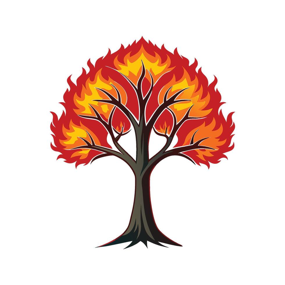 Flame Tree Bold Outline Design 3 vector