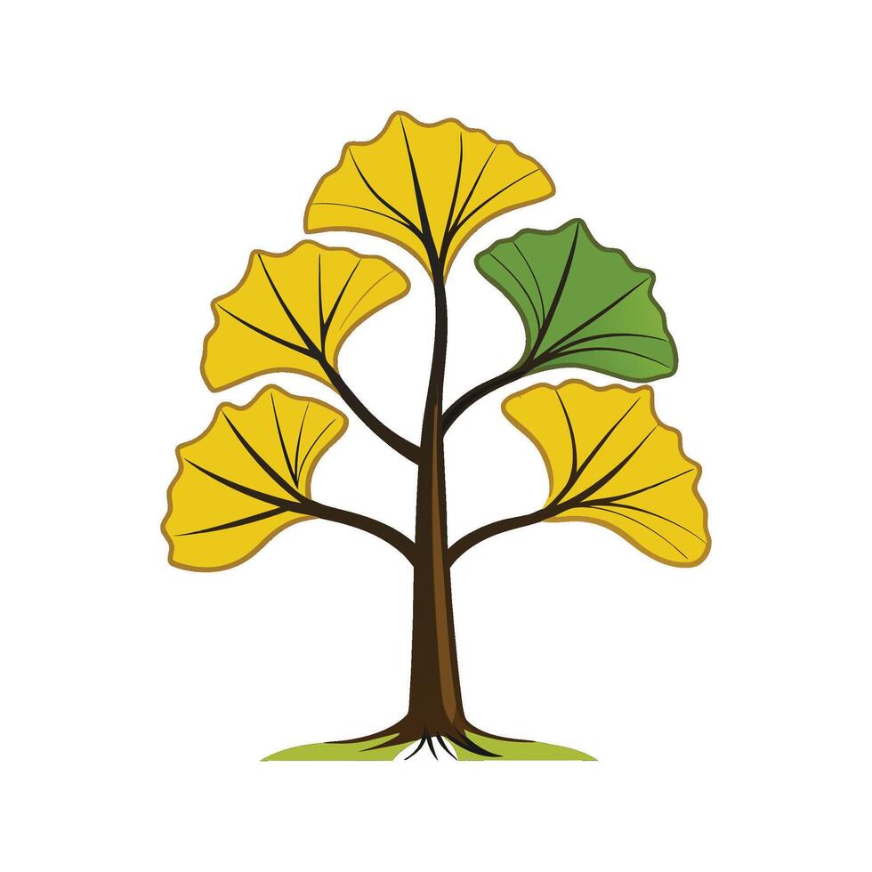 Ginkgo Tree Bold Outline Design 1 vector