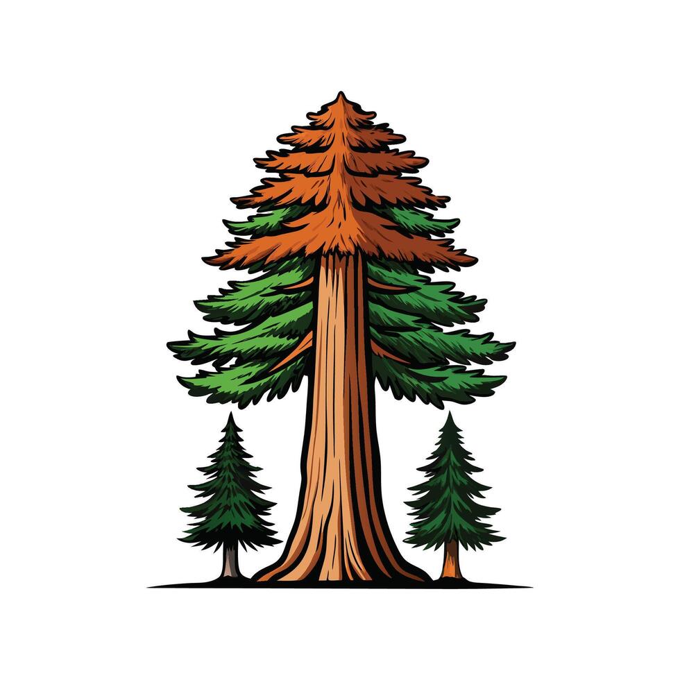 Giant Sequoia Tree Bold Outline Design 1 vector