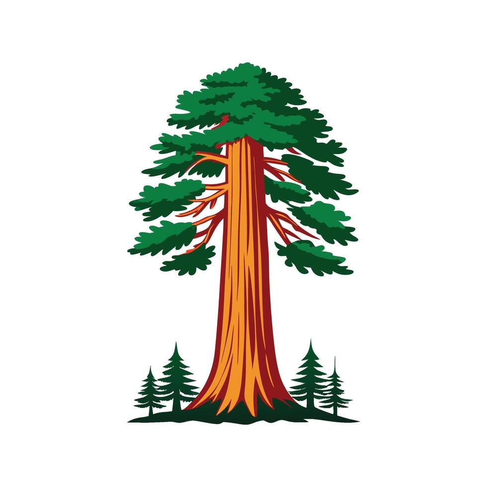 Giant Sequoia Tree Bold Outline Design 2 vector