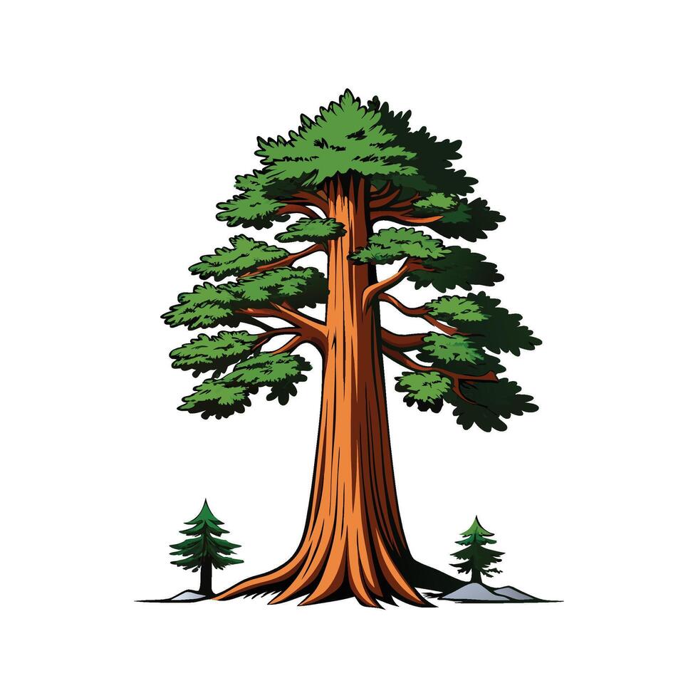 Giant Sequoia Tree Bold Outline Design 3 vector