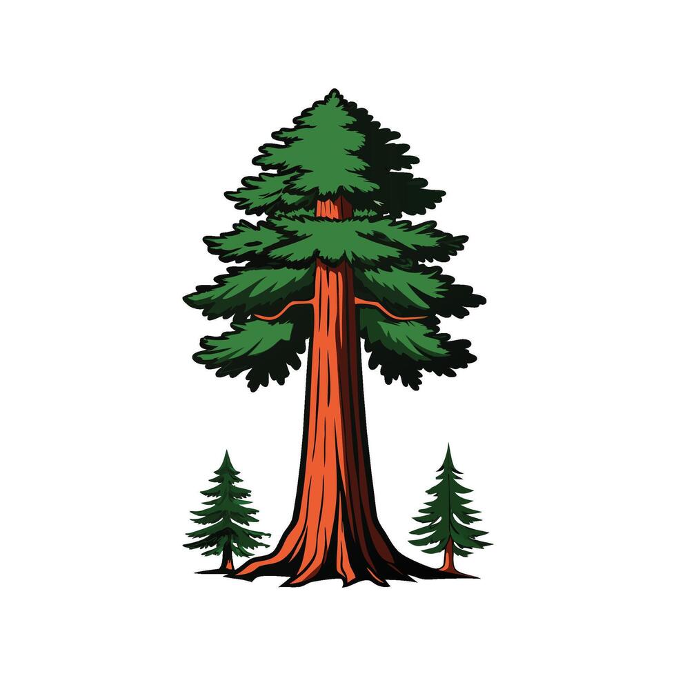 Distinct Giant Sequoia Tree Outline Art vector