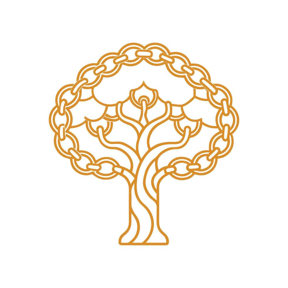 Creative Golden Chain Tree Outline Artwork vector