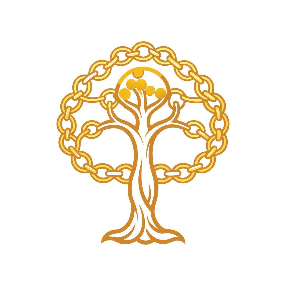 Distinct Golden Chain Tree Outline Art vector