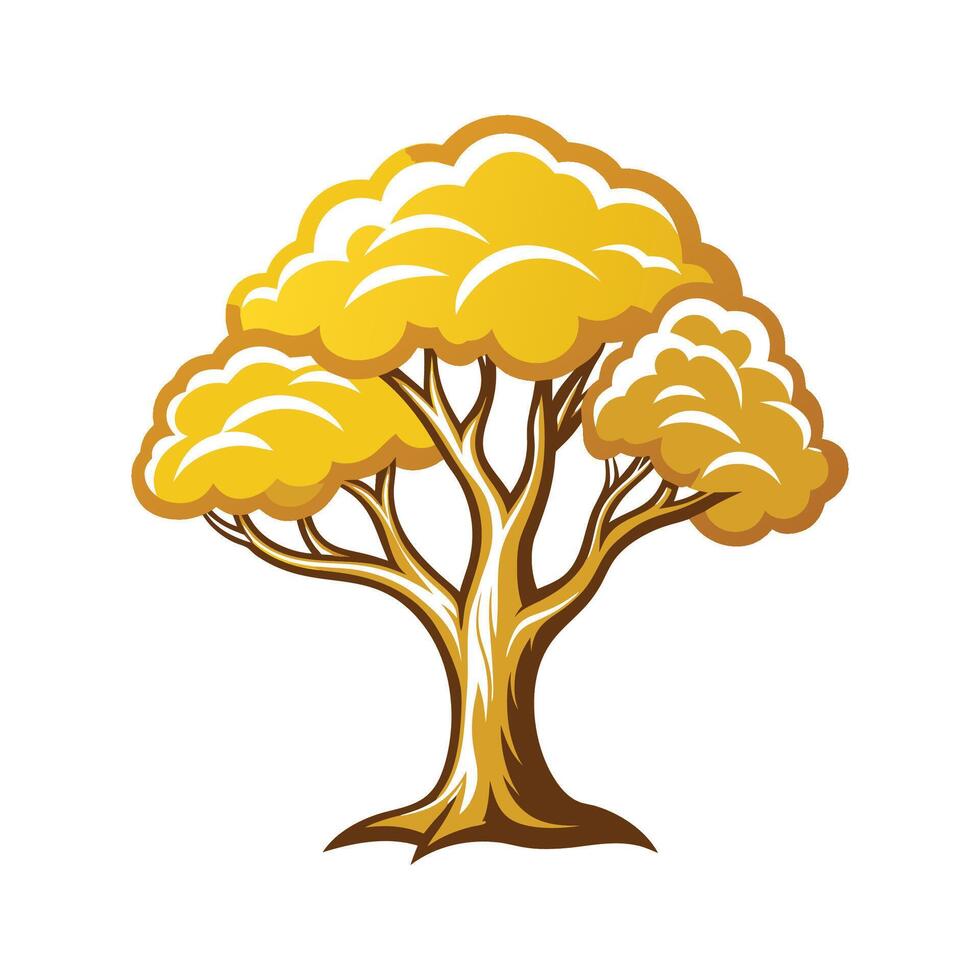 Distinct Golden Rain Tree Outline Art vector
