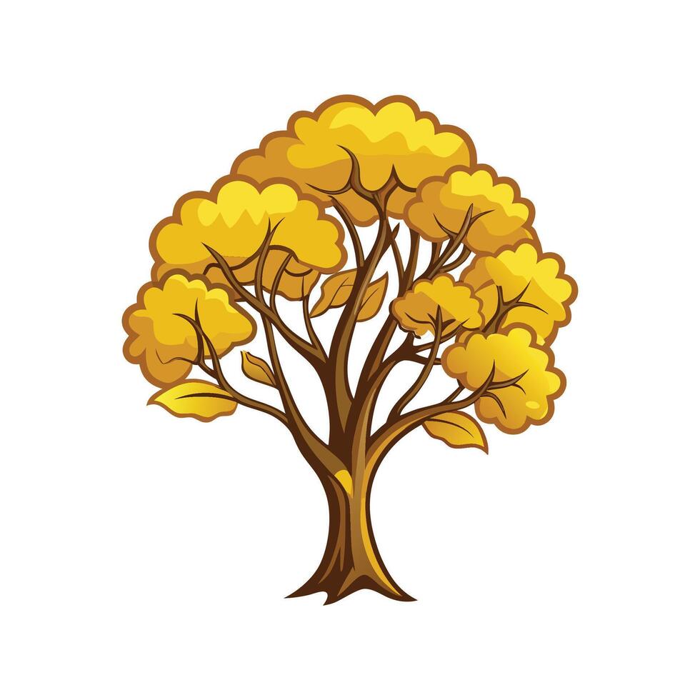 Creative Golden Wattle Tree Outline Artwork vector