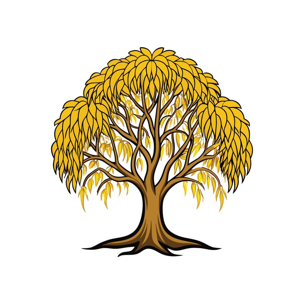 Golden Willow Tree Bold Outline Design 1 vector