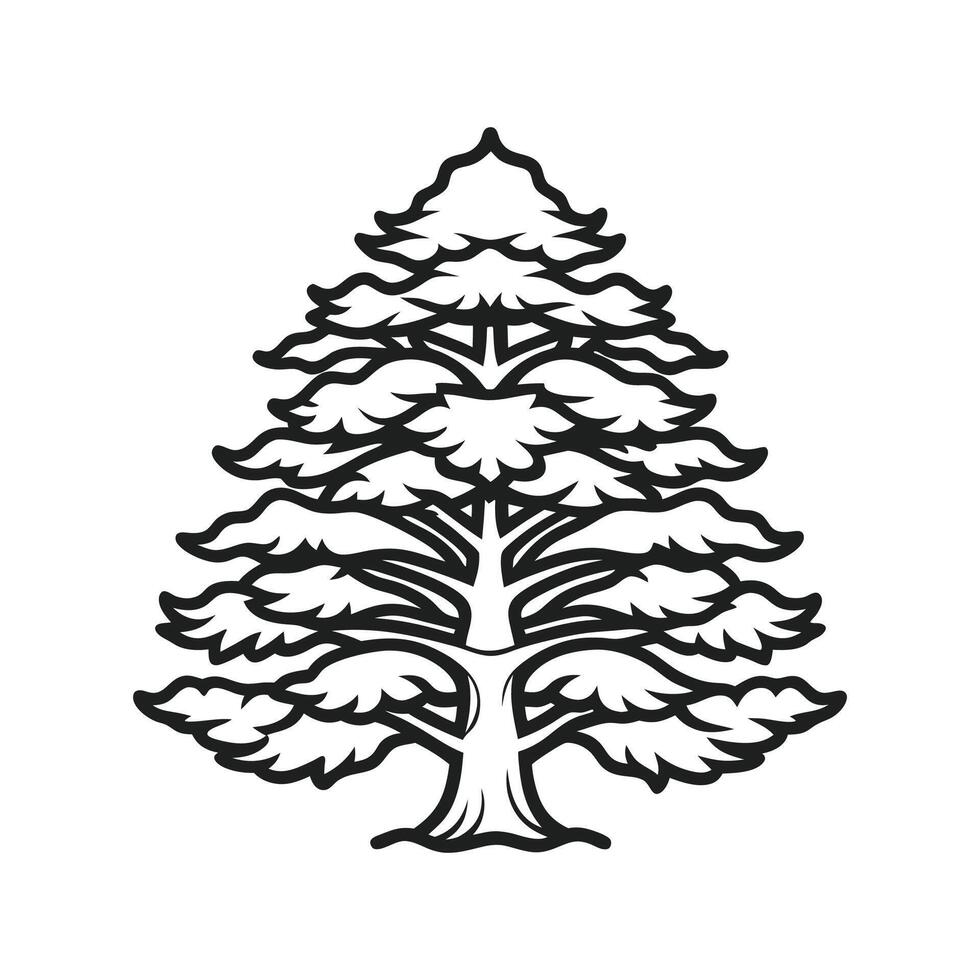 Creative Himalayan Cedar Tree Outline Artwork vector