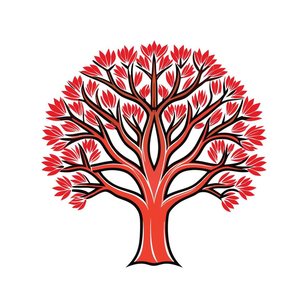 Distinct Indian Coral Tree Outline Art vector