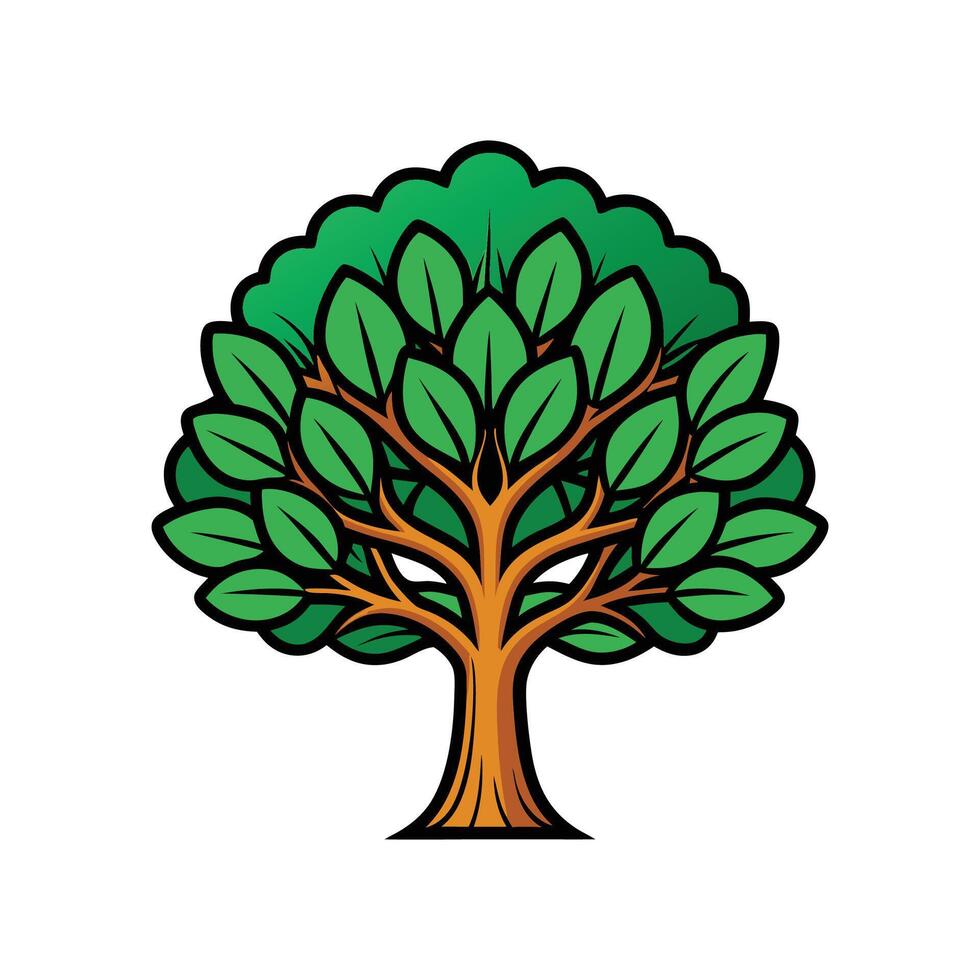 Stylish Indian Laurel Tree Outline Graphic vector