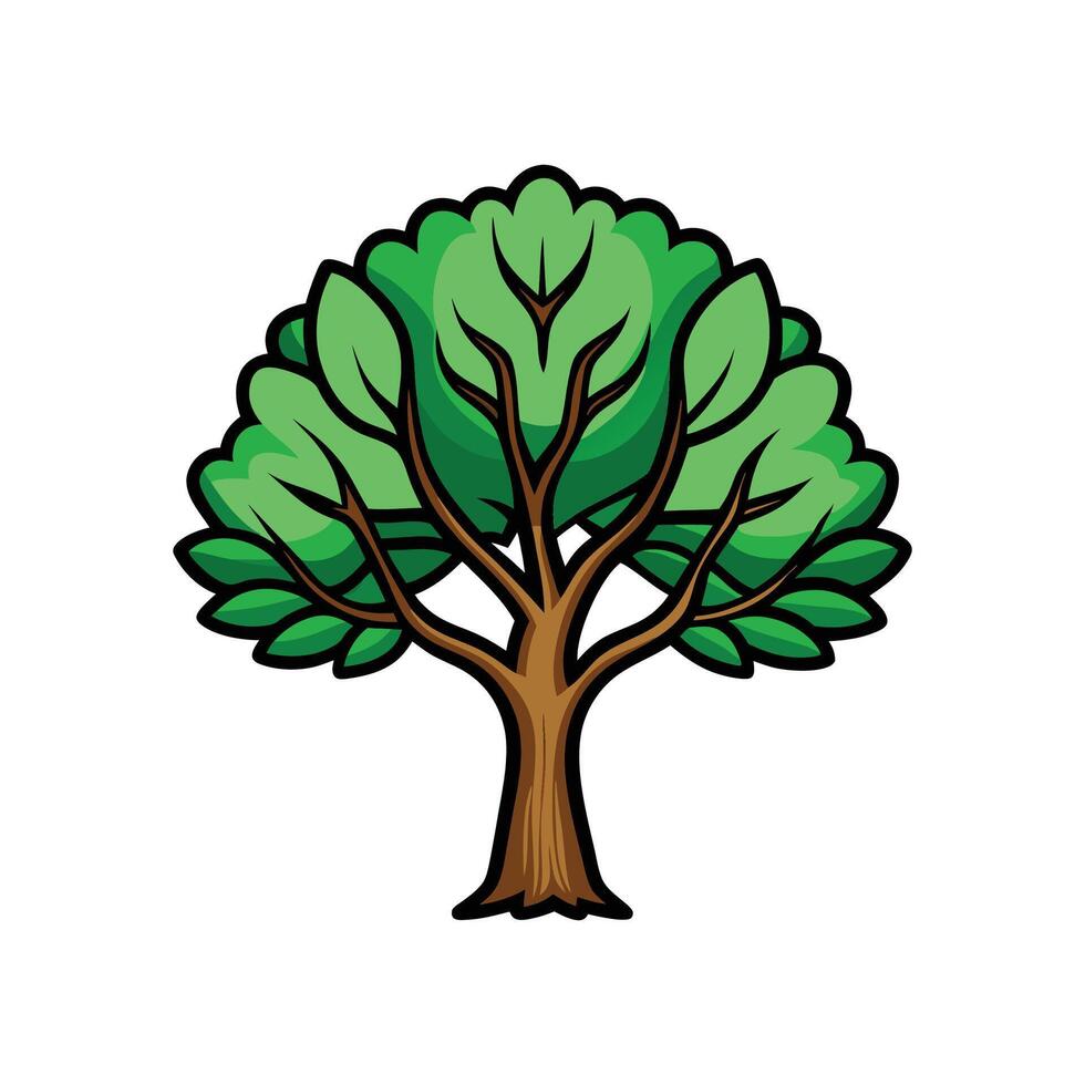 Indian Laurel Tree Bold Outline Design 1 vector