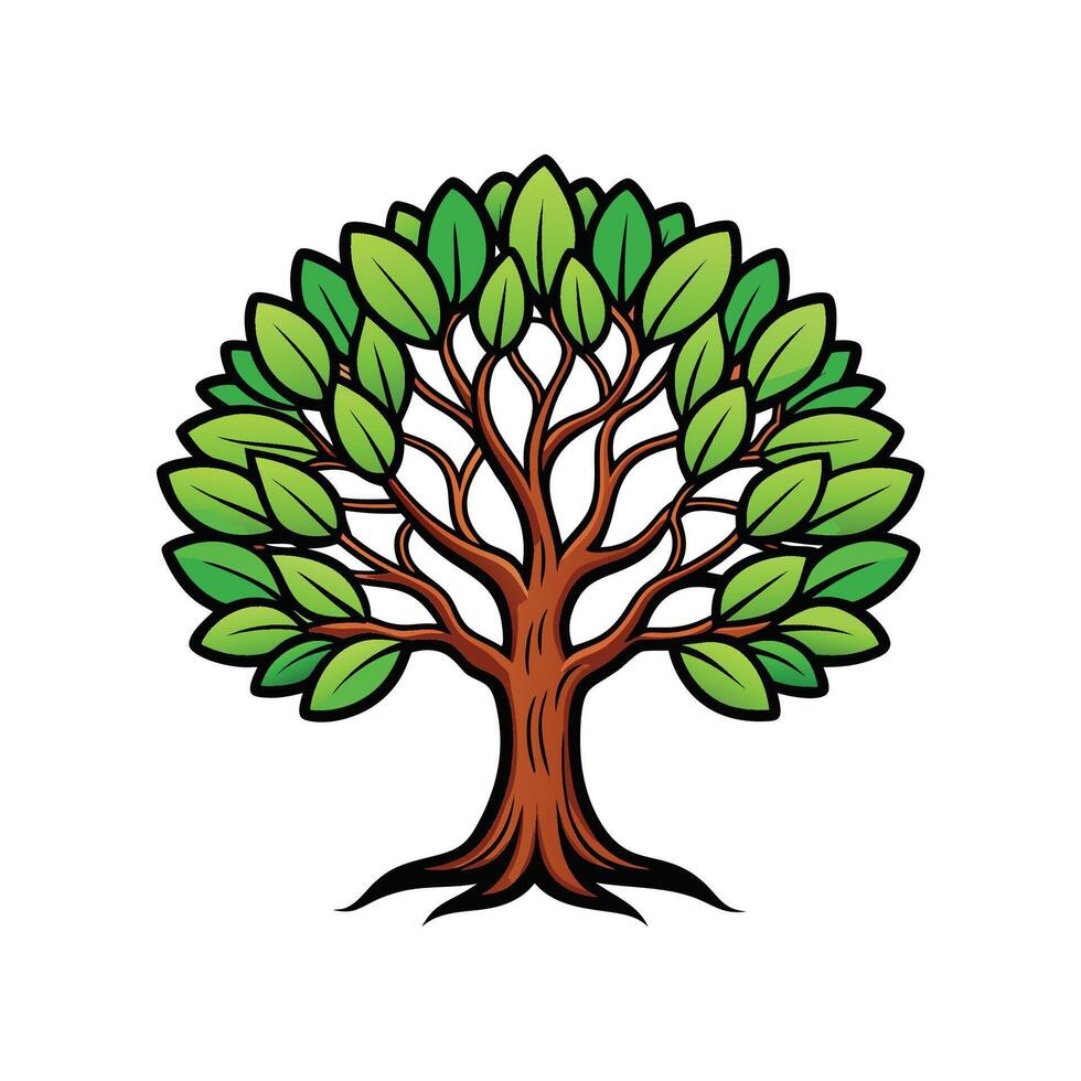 Distinct Indian Laurel Tree Outline Art vector