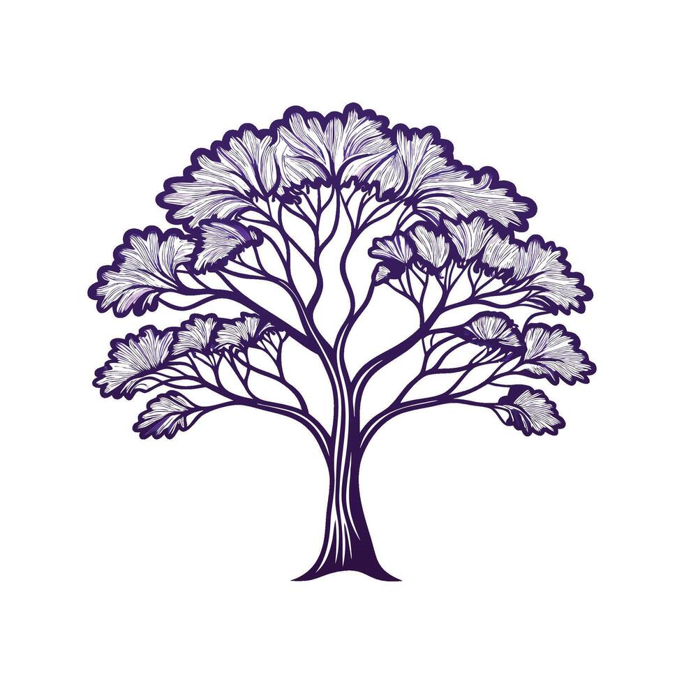Jacaranda Tree Bold Outline Design 3 vector
