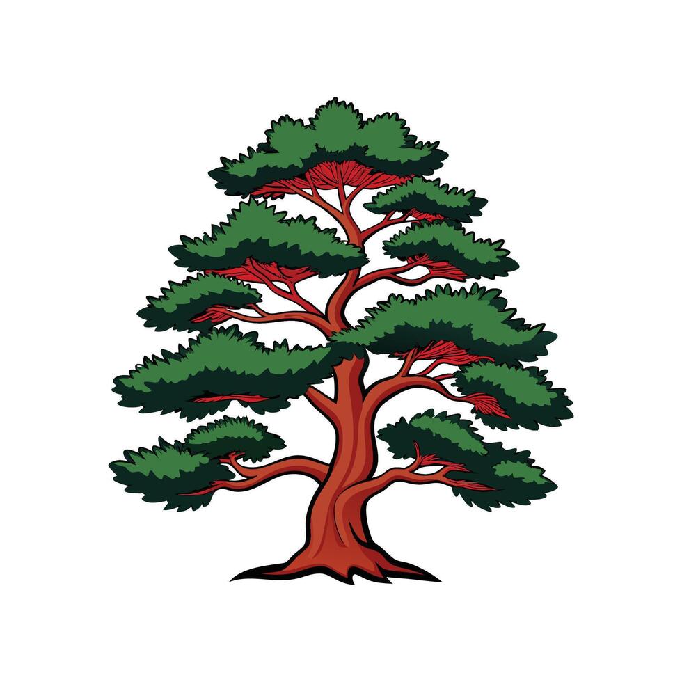 Japanese Cedar Tree Bold Outline Design 3 vector