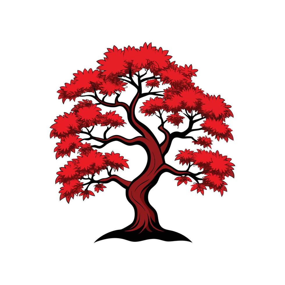 Japanese Maple Tree Bold Outline Design 1 vector