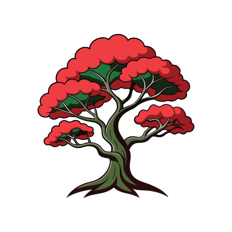 Japanese Stewartia Tree Bold Outline Design 1 vector