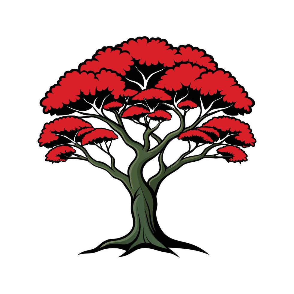 Japanese Zelkova Tree Bold Outline Design 2 vector