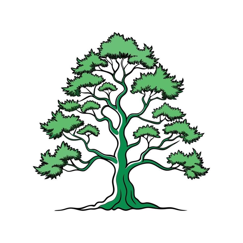 Juniper Tree Bold Outline Design 3 vector