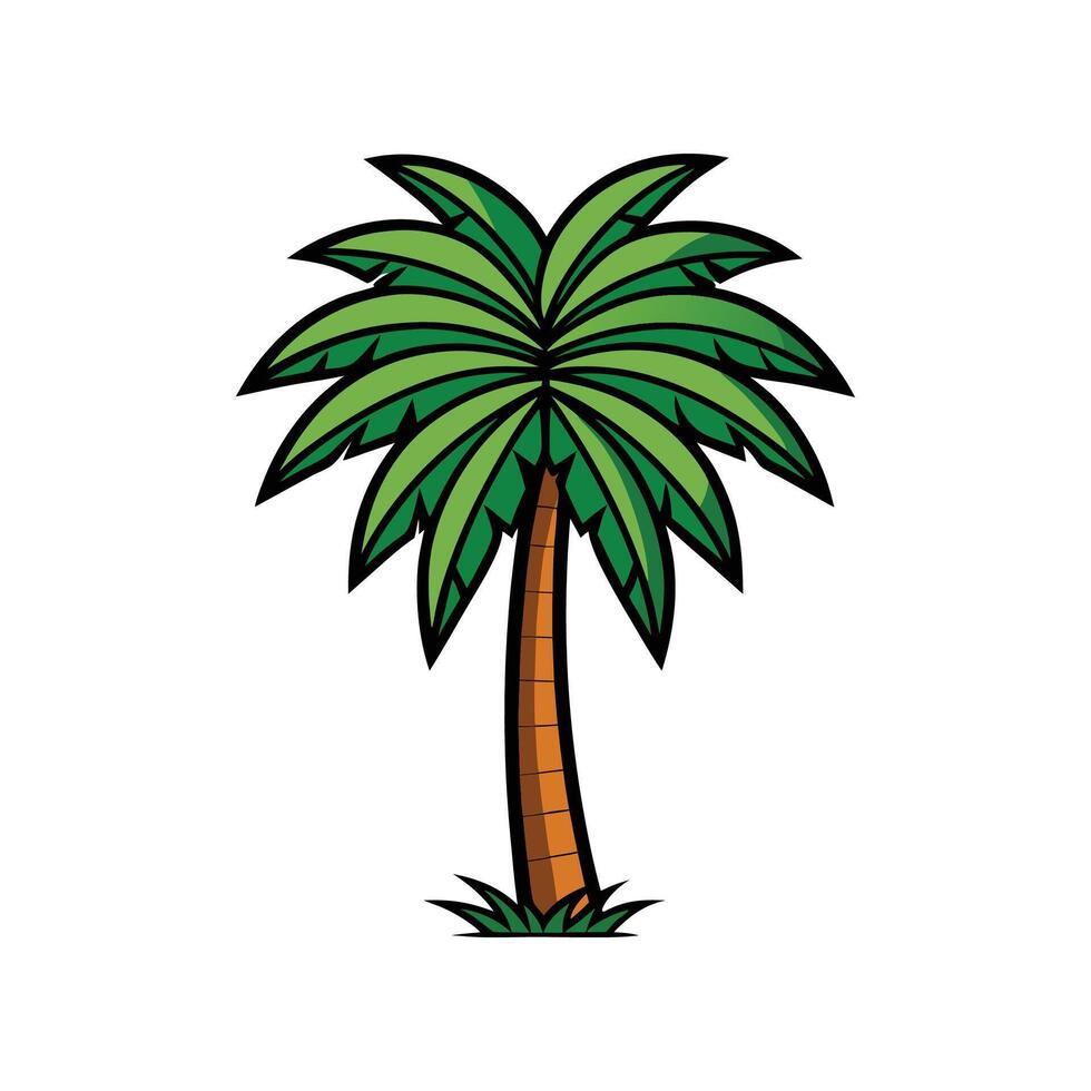 Stylish King Palm Tree Outline Graphic vector