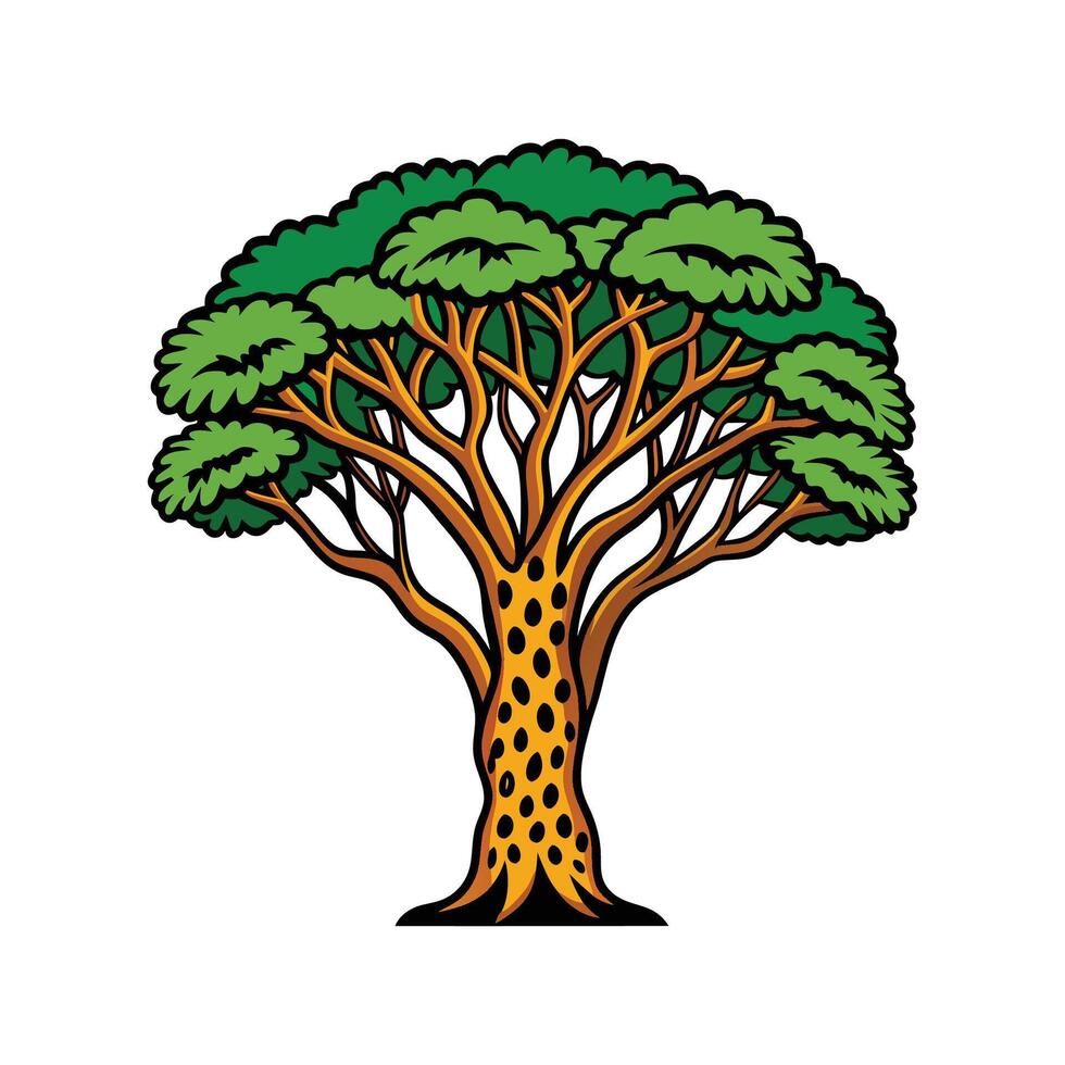 Leopard Tree Bold Outline Design 1 vector