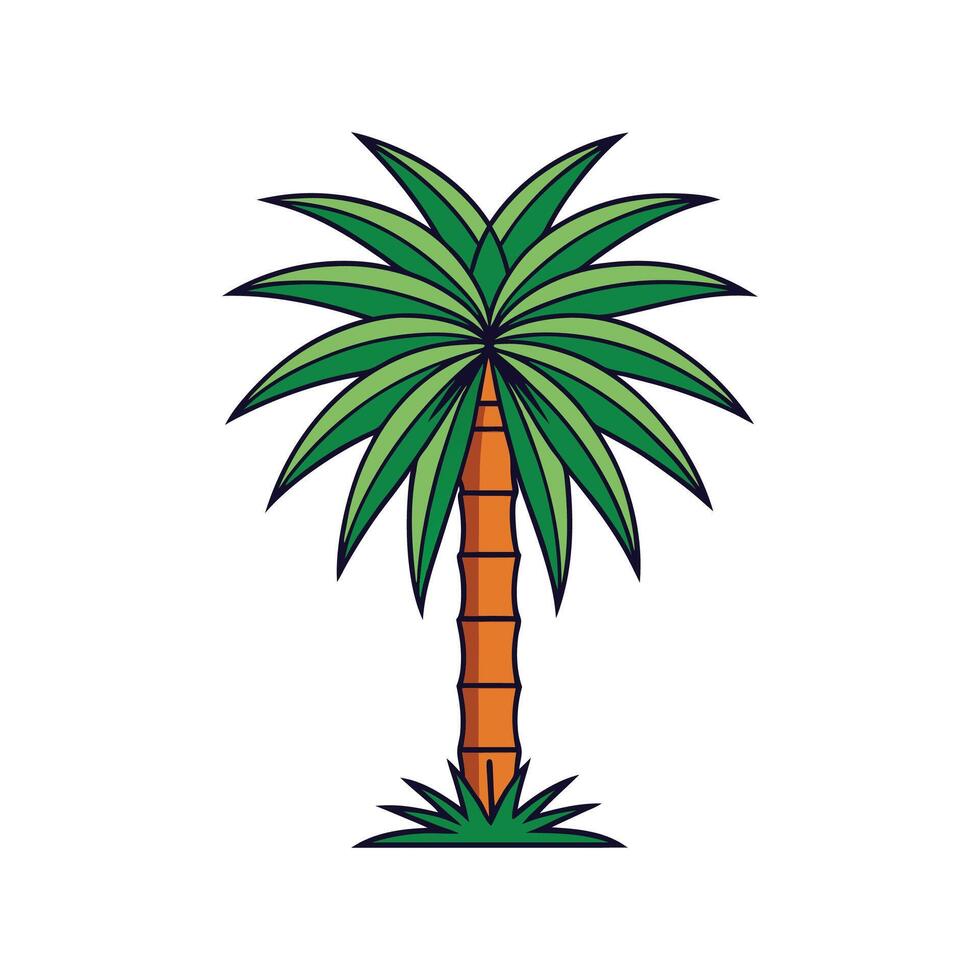 Creative King Palm Tree Outline Artwork vector