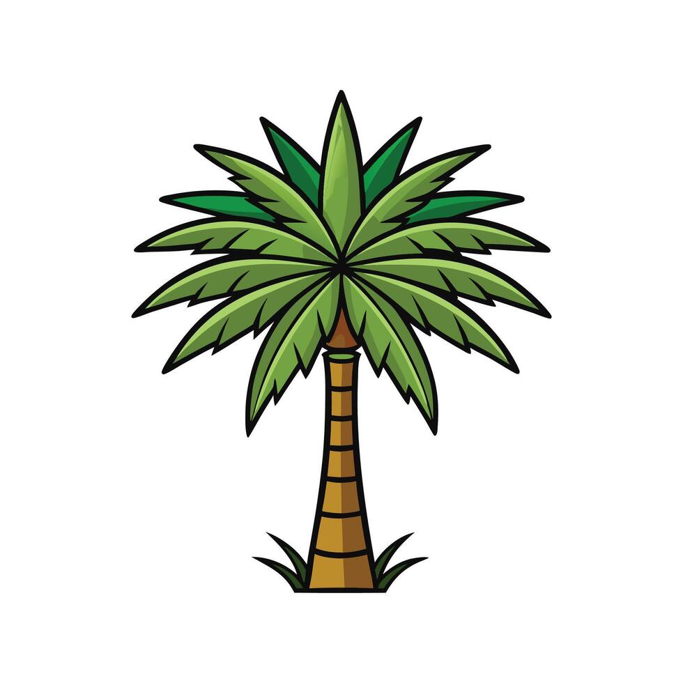 Distinct King Palm Tree Outline Art vector