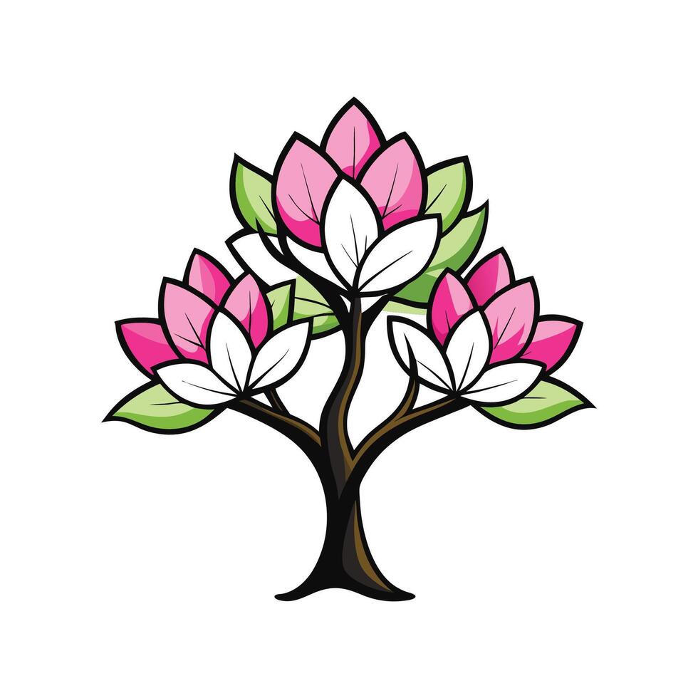 Magnolia Tree Bold Outline Design 3 vector