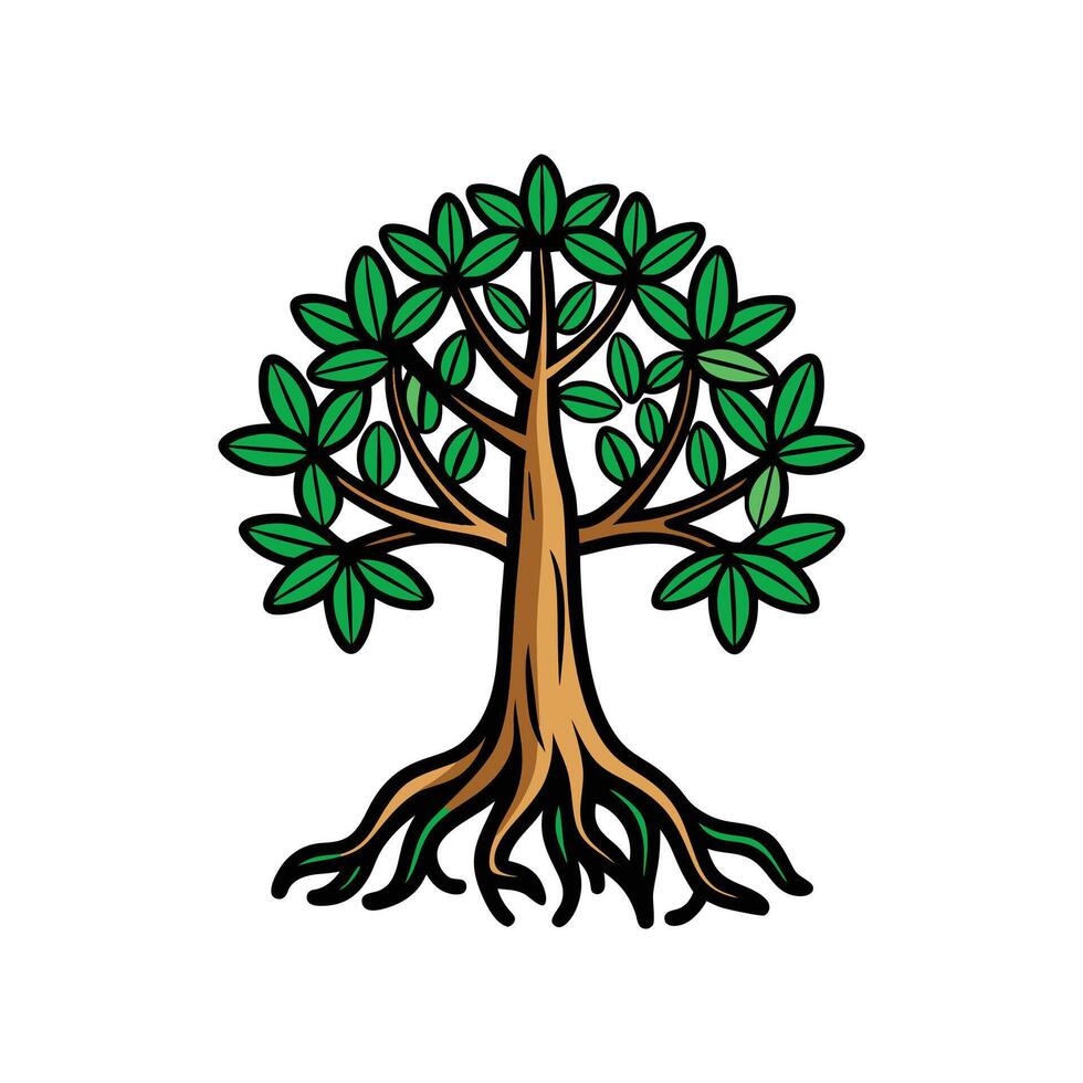 Mangrove Tree Bold Outline Design 1 vector
