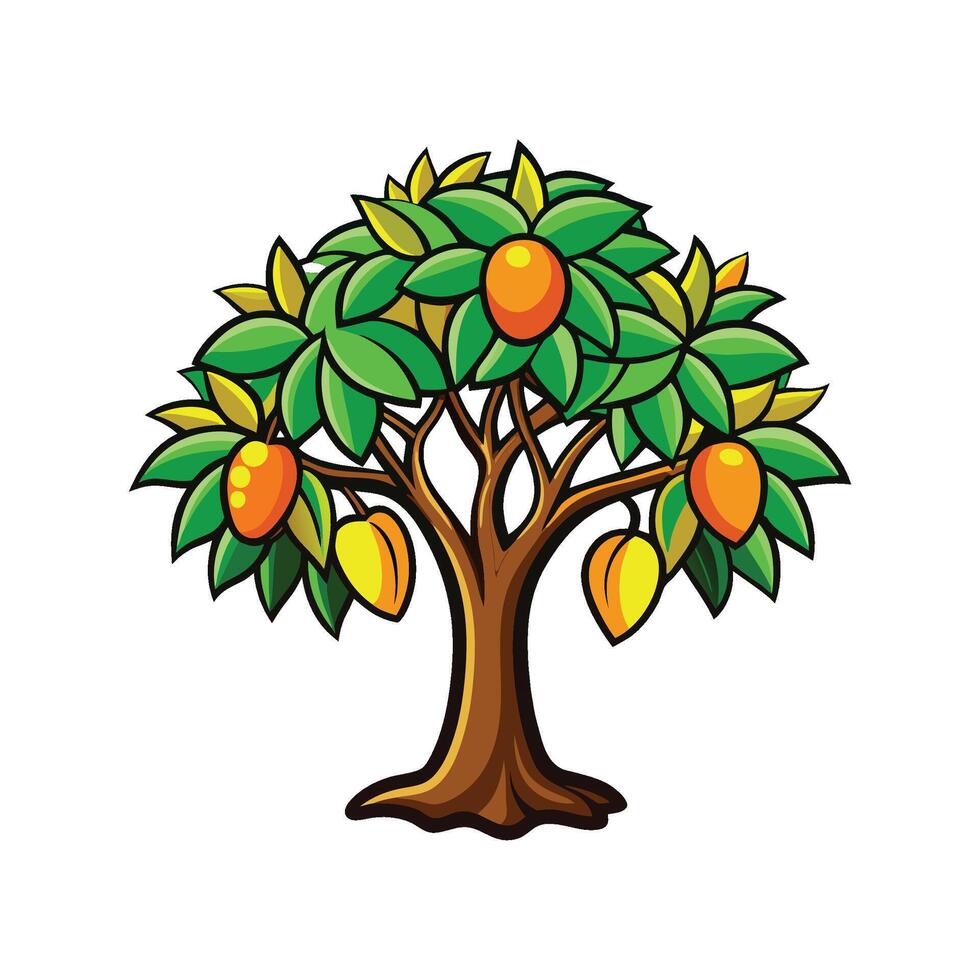 Mango Tree Bold Outline Design 3 vector