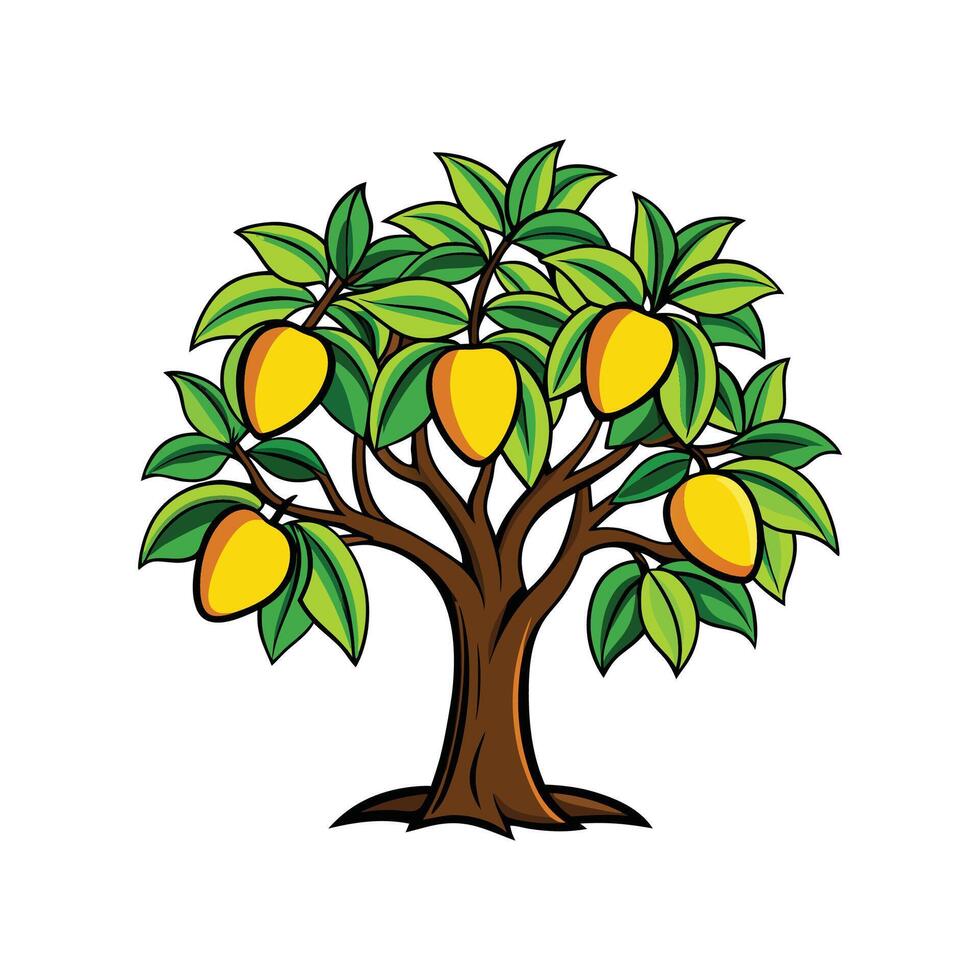 Distinct Mango Tree Outline Art vector