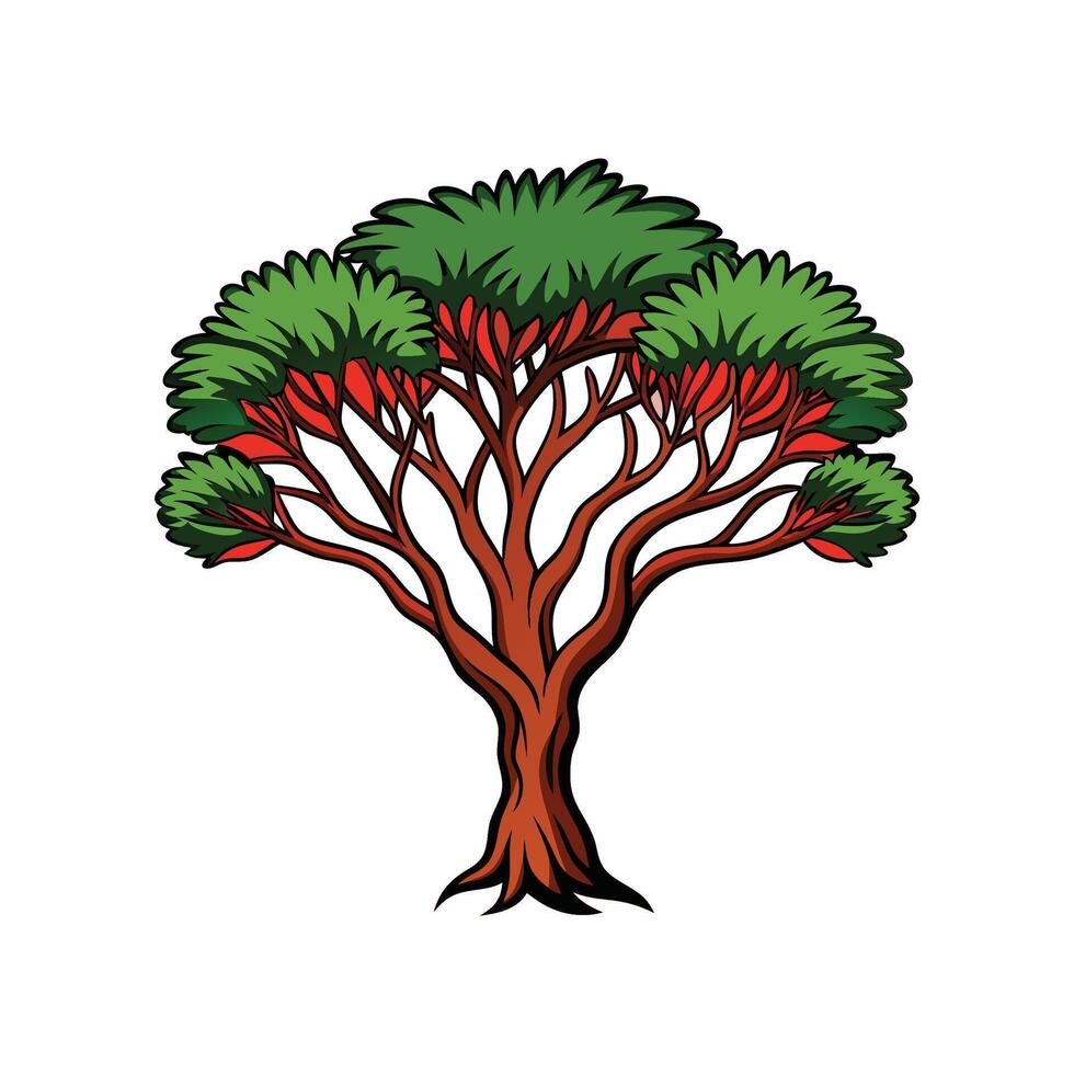Distinct Mesquite Tree Outline Art vector