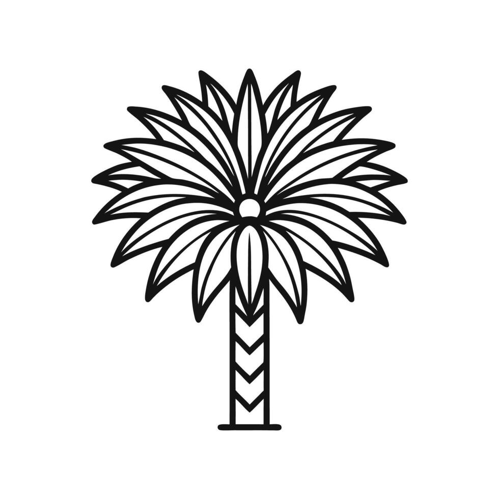 Distinct Mexican Fan Palm Tree Outline Art vector