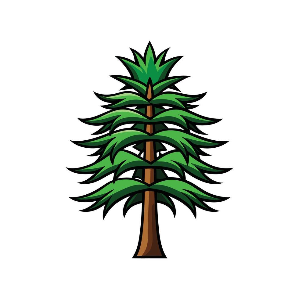 Monkey Puzzle Tree Bold Outline Design 3 vector