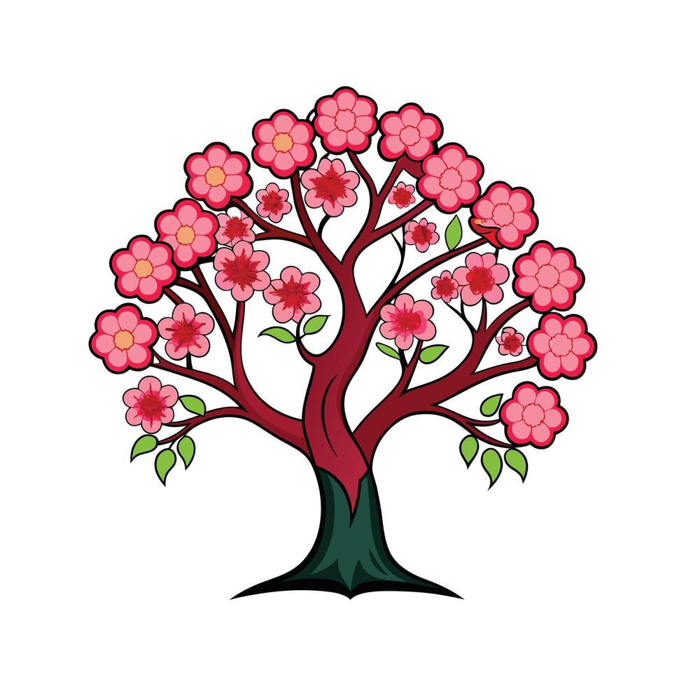 Pacific Dogwood Tree Bold Outline Design 1 vector