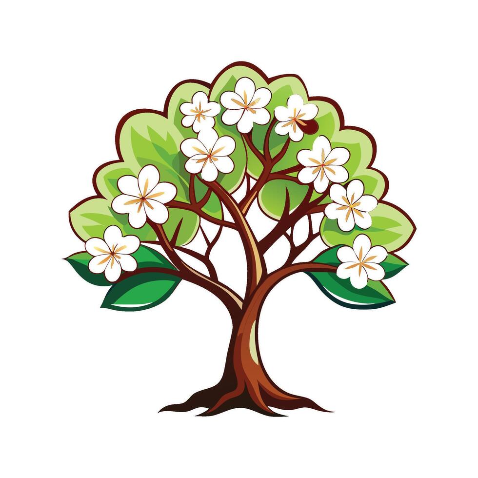 Pacific Dogwood Tree Bold Outline Design 3 vector