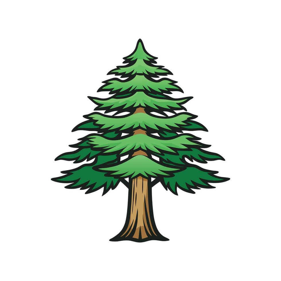 Pencil Cedar Tree Bold Outline Design 2 vector
