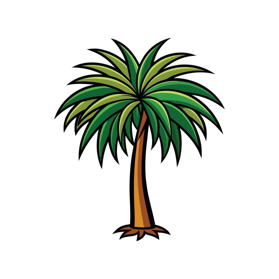 Ponytail Palm Tree Bold Outline Design 3 vector