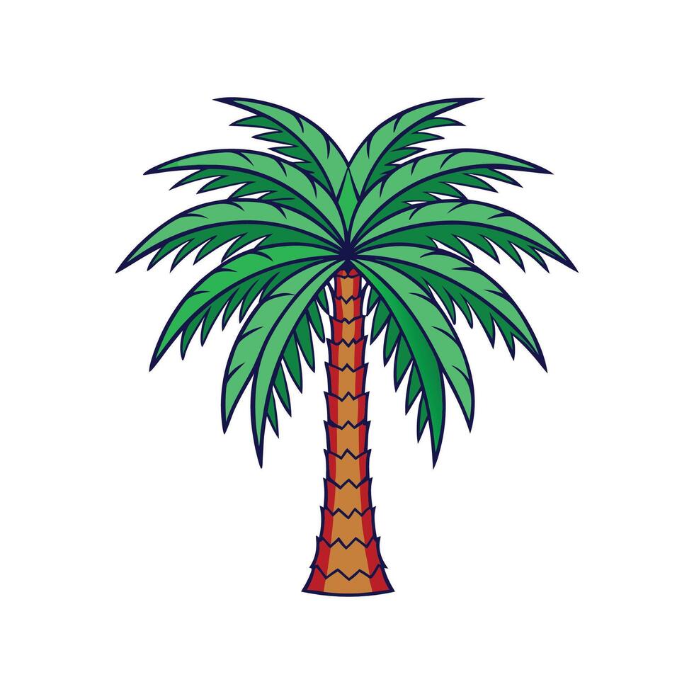 Queen Palm Tree Bold Outline Design 3 vector