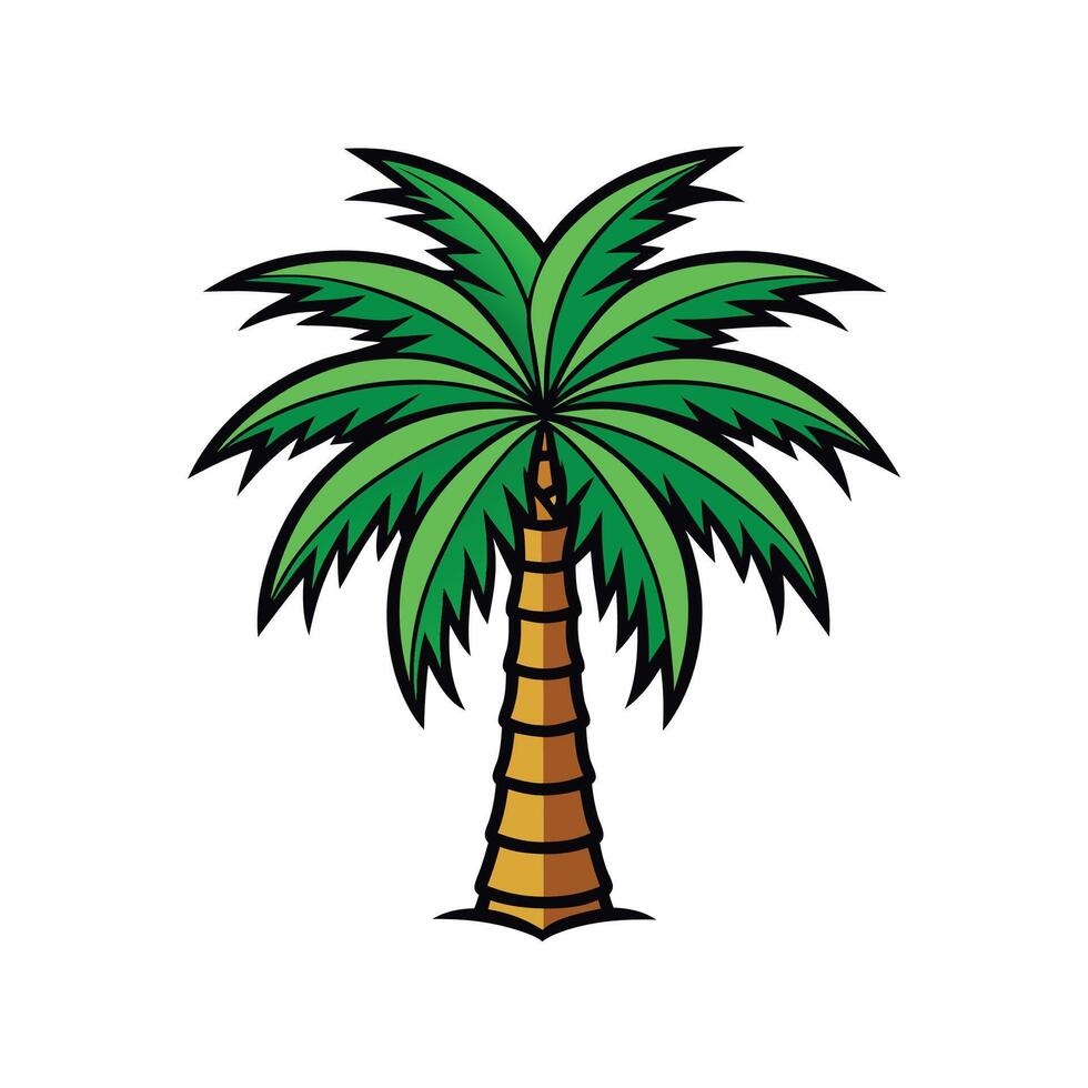 Queen Palm Tree Bold Outline Design 1 vector