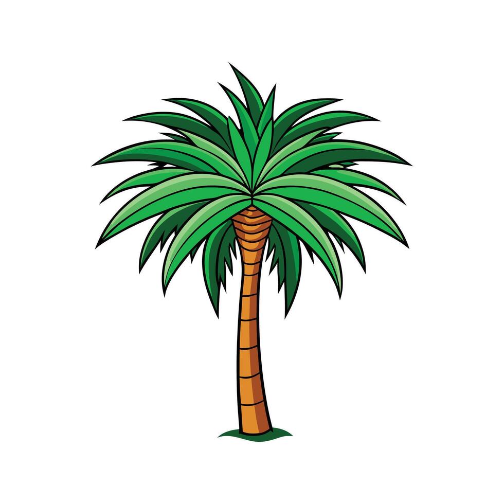 Queen Palm Tree Bold Outline Design 2 vector