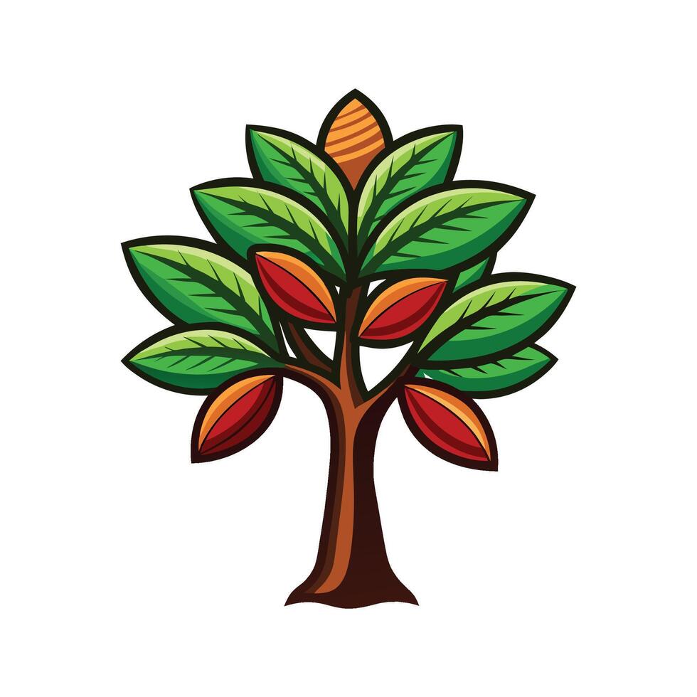 Realistic Amazonian Brazil Nut Tree Bold Outline Design 2 vector