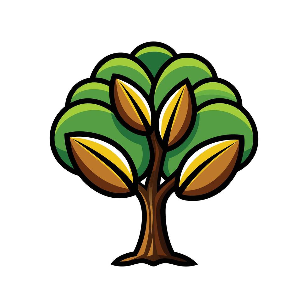 Distinct Amazonian Brazil Nut Tree Outline Art vector