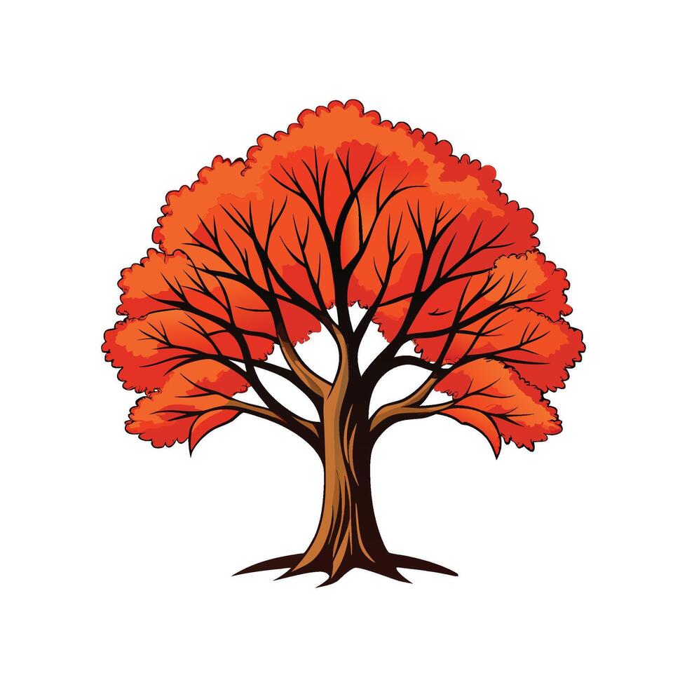 Realistic Butternut Hickory Tree Bold Outline Design 2 vector