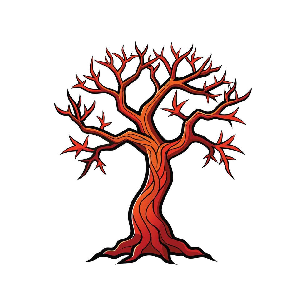 Distinct Devils Walking Stick Tree Outline Art vector