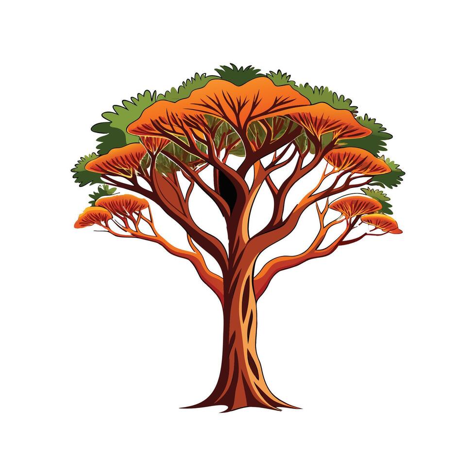 Realistic Desert Ironwood Tree Bold Outline Design 3 vector