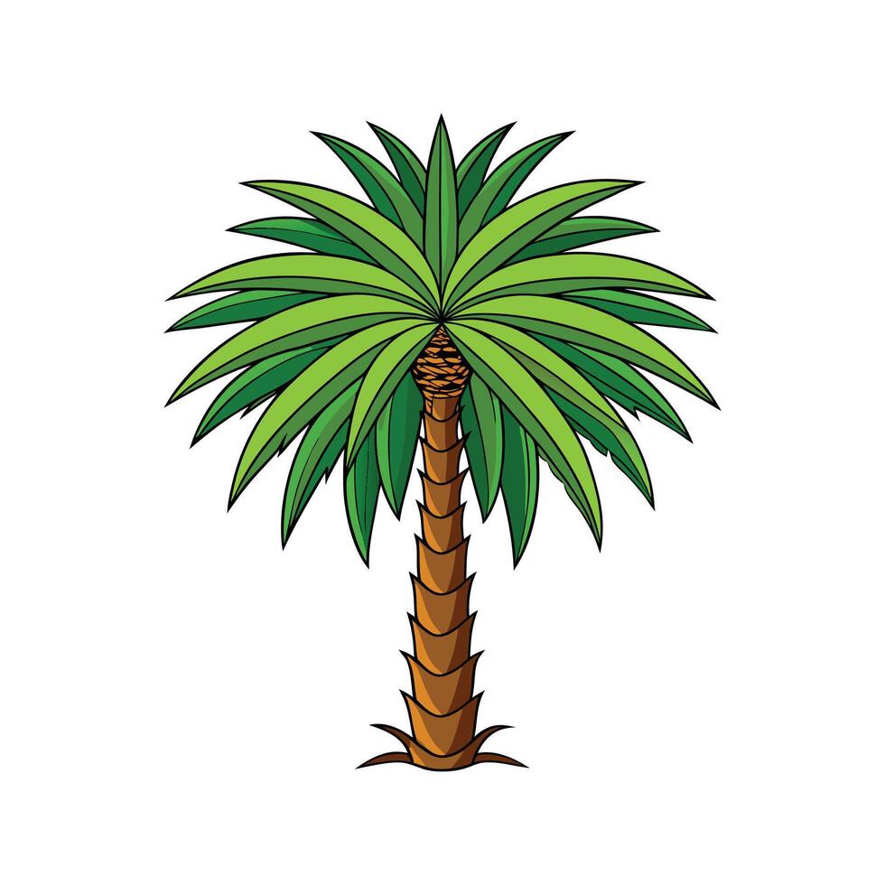 Realistic Dwarf Date Palm Tree Bold Outline Design 1 vector