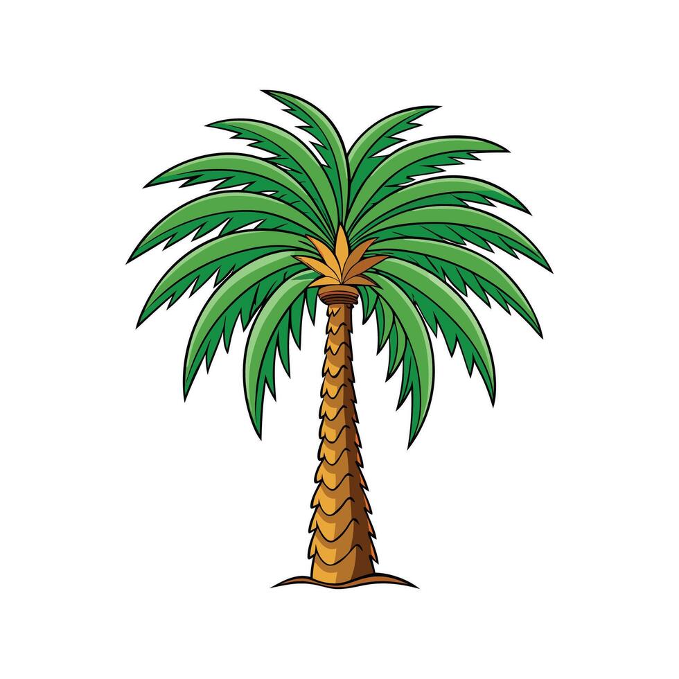 Realistic Dwarf Date Palm Tree Bold Outline Design 3 vector