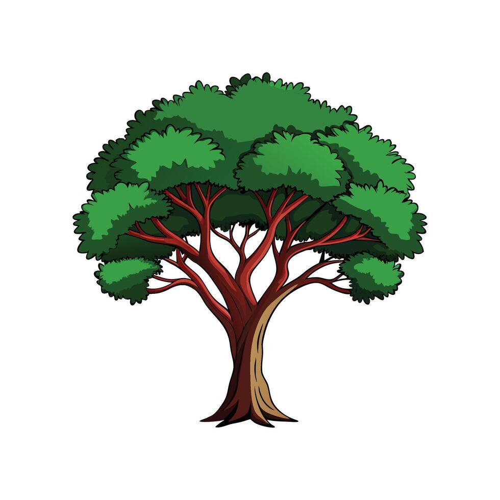 Realistic Florida Mahogany Tree Bold Outline Design 2 vector